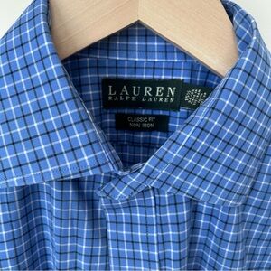 Lauren Ralph Lauren Blue and Black Plaid Classic Fit Dress Shirt 15.5 / 34-35